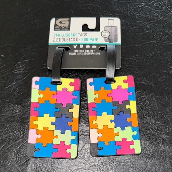 G Force Handbags - G/FORCE Vibrant Puzzle Piece Luggage Tags, NEW